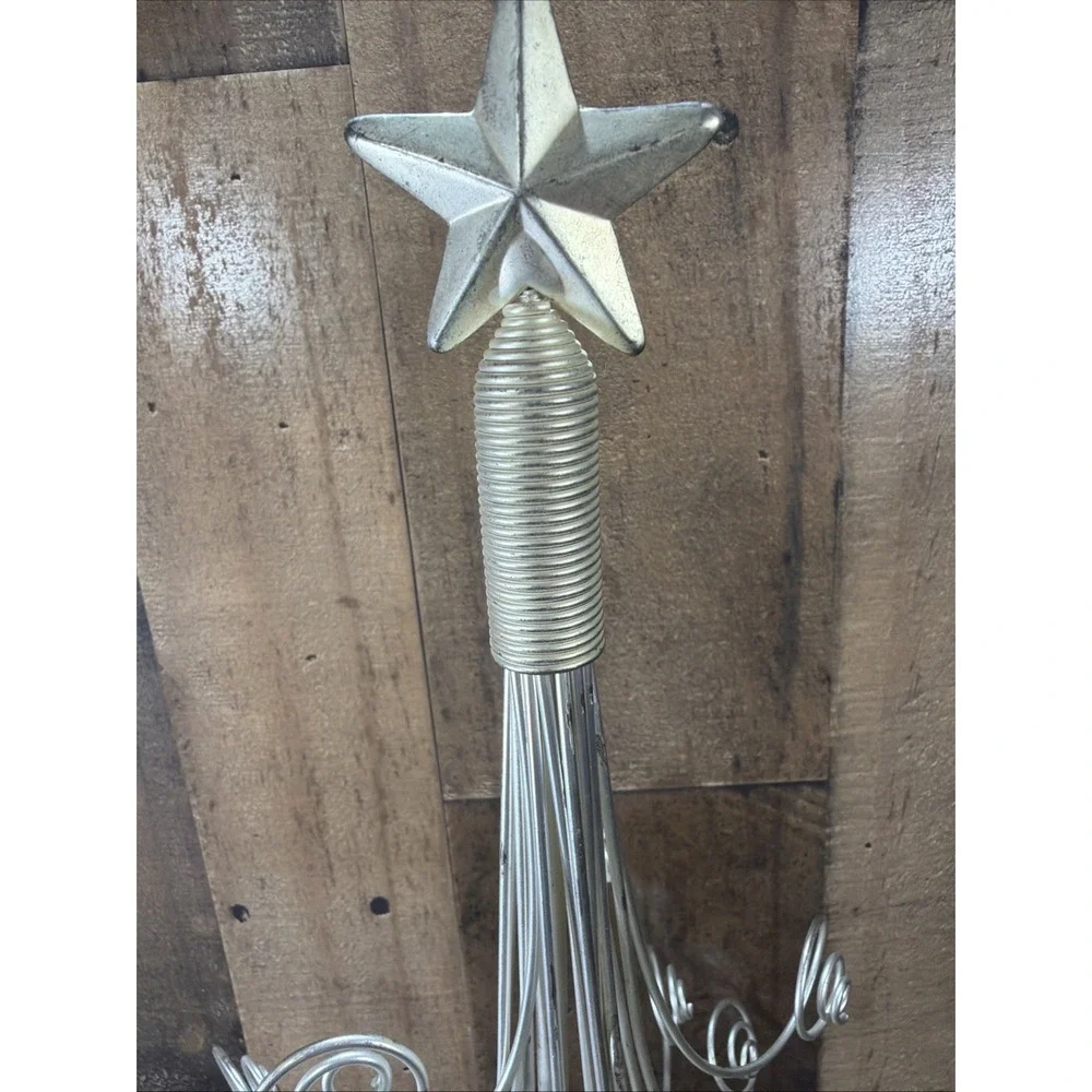 Godinger Silver Art Co Tabletop Wire Christmas Tree Ornament Display Stand Vtg
